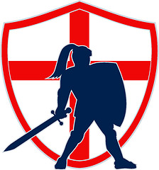 Image showing English Knight Silhouette England Flag Retro