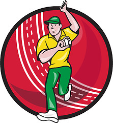 Image showing Cricket Fast Bowler Bowling Ball Front Cartoon