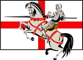 Image showing English Knight Lance Horse England Flag Side Retro