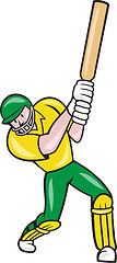 Image showing Cricket Player Batsman Batting Front Cartoon Isolated