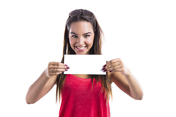 Image showing Holding a white billboard