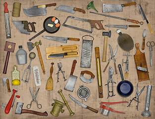Image showing vintage kitchen utensils collage 