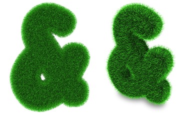 Image showing Ampersand sign made of grass