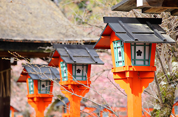 Image showing Japanese red lantern in temple