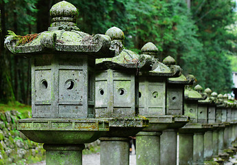 Image showing Row of Japanese lantern