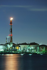 Image showing Industrial complex at night