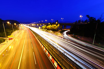 Image showing Traffic on highway at night