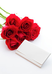 Image showing Red rose and gift card