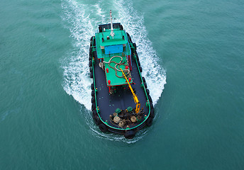 Image showing Fishing boat form top view