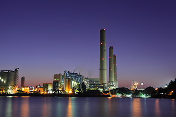 Image showing Industrial building at night