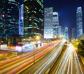 Image showing Traffic in Hong Kong at night