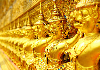 Image showing Row of buddha statue in grand palace