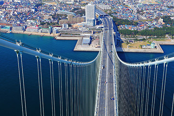 Image showing Akashi Kaikyo bridge view about Kobe from top