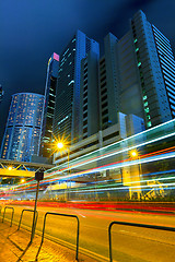 Image showing Traffic trail in Hong Kong at night