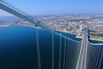 Image showing Akashi Kaikyo bridge viewing Kobe from top