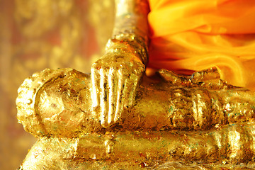 Image showing Buddha statue with golden foil