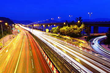 Image showing Traffic on highway at night