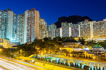 Image showing Public housing in Hong Kong at night