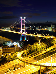 Image showing Transportation system in Hong Kong at night