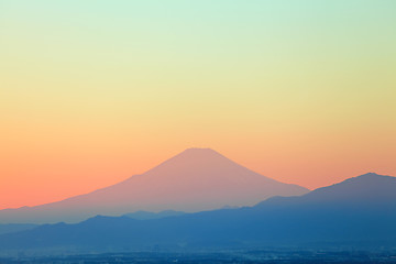 Image showing Mountain Fuji sunset