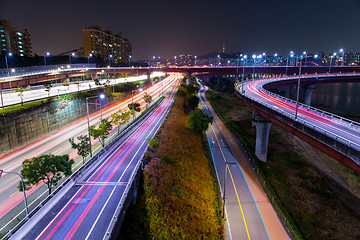 Image showing Seoul highway at night