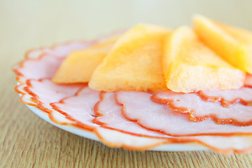 Image showing Ham and melon