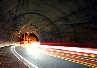 Image showing Traffic trail in tunnel