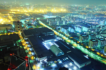 Image showing Osaka harbor at night