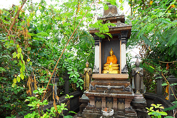Image showing Golden buddha statue in japanese garden