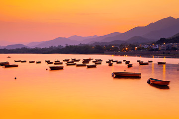 Image showing Seascape and sunset