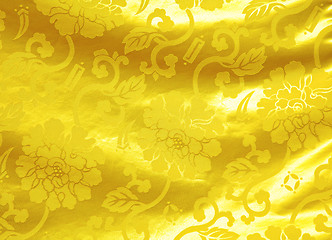 Image showing Golden silk with flower pattern