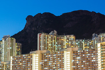 Image showing Public housing with lion rock mountain