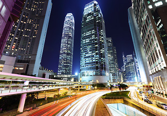 Image showing Traffic in Hong Kong at night