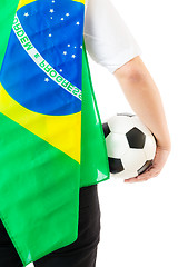 Image showing Brazil supporter with soccer ball