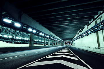 Image showing Empty tunnel at night