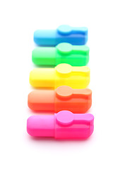 Image showing Row of colourful highlighter