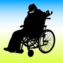 Image showing One handicapped man in wheelchair silhouette. Vector illustratio