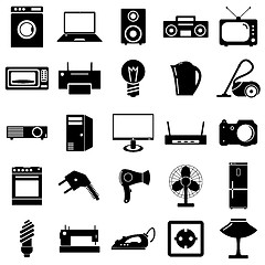 Image showing Collection flat icons. Electrical devices symbols. Vector illust