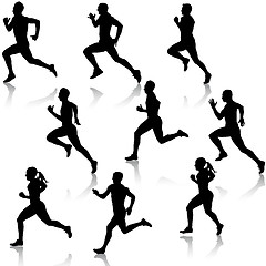 Image showing Set running silhouettes. Vector illustration.