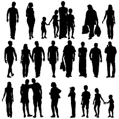 Image showing Black silhouettes of beautiful mans and womans on white backgrou