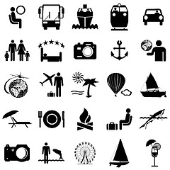 Image showing Collection flat icons. Travel symbols. Vector illustration.