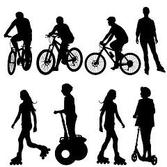 Image showing Set silhouette of a cyclist.  vector illustration.