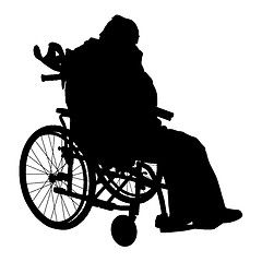 Image showing One handicapped man in wheelchair silhouette. Vector illustratio