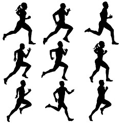 Image showing Set running silhouettes. Vector illustration.