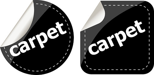 Image showing carpet word stickers set, web icon button