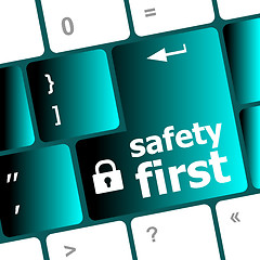 Image showing safety first, close up view on conceptual keyboard, Security key