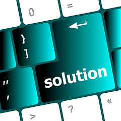 Image showing Wording solutions on computer keyboard key button