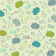 Image showing Cute seamless pattern with sheeps