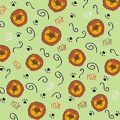Image showing doodle seamless pattern with lions
