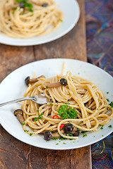 Image showing Italian pasta and mushroom sauce 